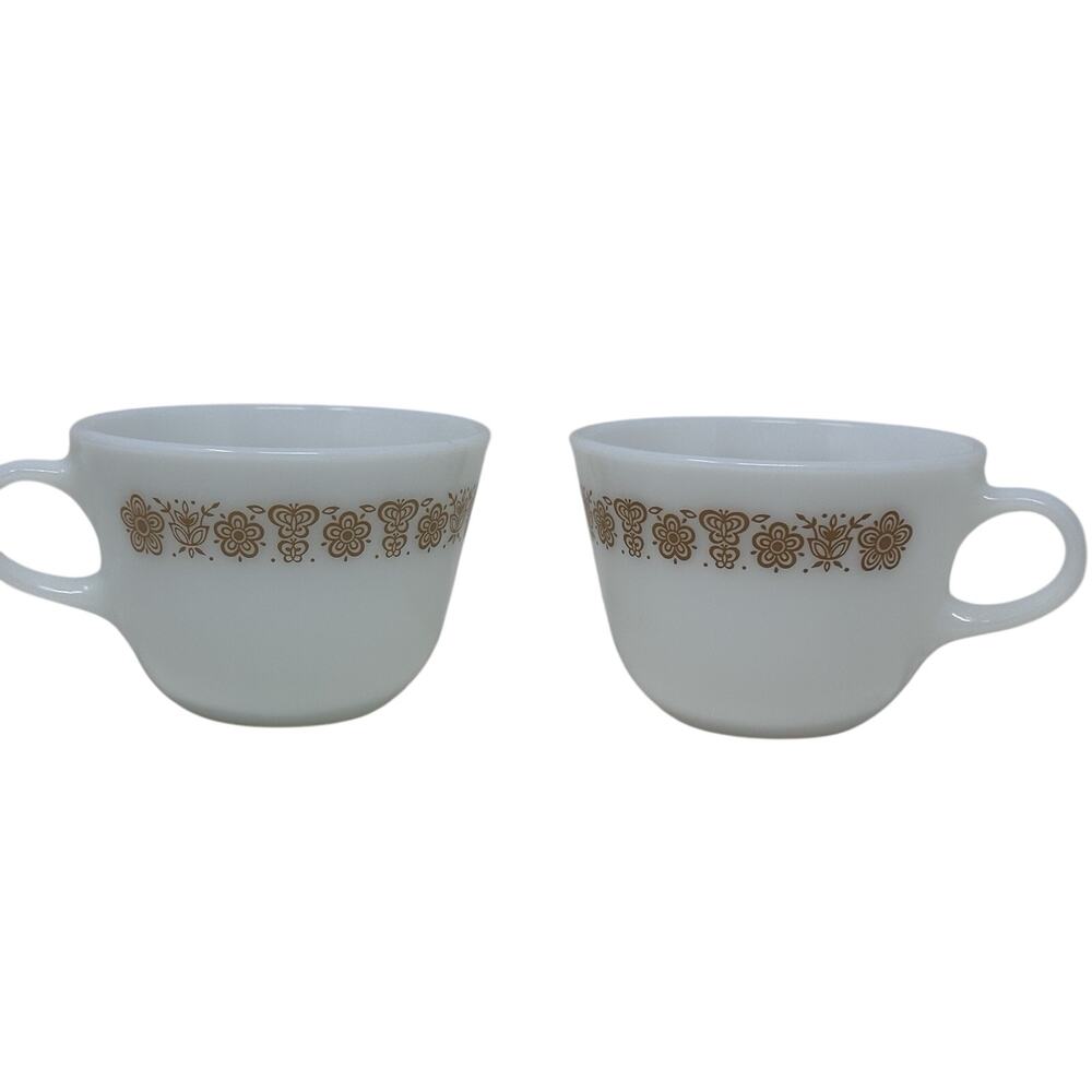 Two Vintage Corelle Butterfly Gold Tea Coffee Cups